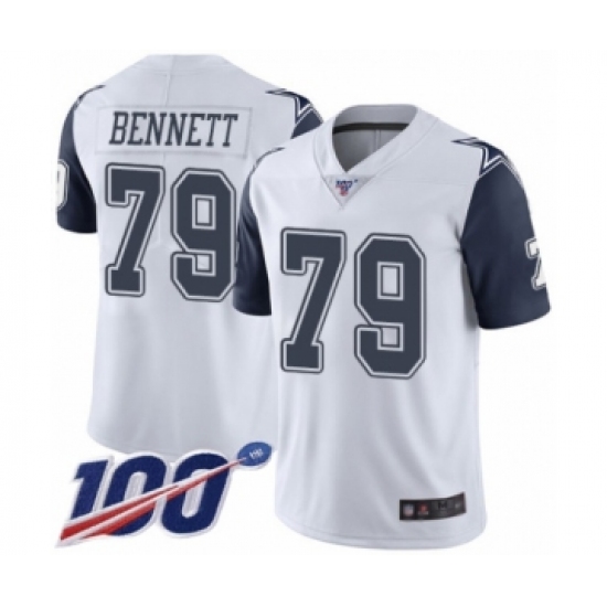 Men's Dallas Cowboys 79 Michael Bennett Limited White Rush Vapor Untouchable 100th Season Football Jersey
