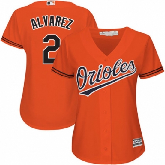 Women's Majestic Baltimore Orioles 2 Pedro Alvarez Replica Orange Alternate Cool Base MLB Jersey