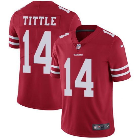 Youth Nike San Francisco 49ers 14 Y.A. Tittle Elite Red Team Color NFL Jersey
