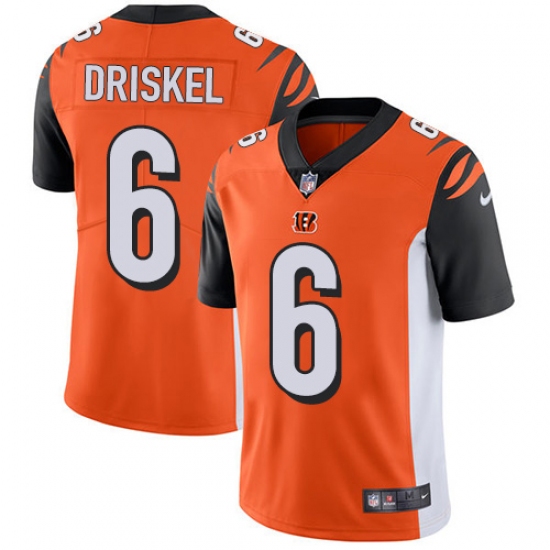 Men's Nike Cincinnati Bengals 6 Jeff Driskel Vapor Untouchable Limited Orange Alternate NFL Jersey