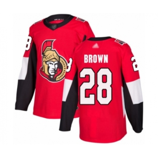 Men's Ottawa Senators 28 Connor Brown Authentic Red Home Hockey Jersey
