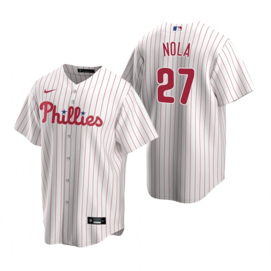 Men's Nike Philadelphia Phillies 27 Aaron Nola White Home Stitched Baseball Jersey