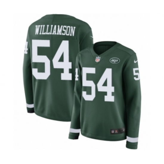 Women's Nike New York Jets 54 Avery Williamson Limited Green Therma Long Sleeve NFL Jersey