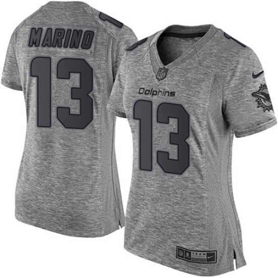 Women's Nike Miami Dolphins 13 Dan Marino Limited Gray Gridiron NFL Jersey