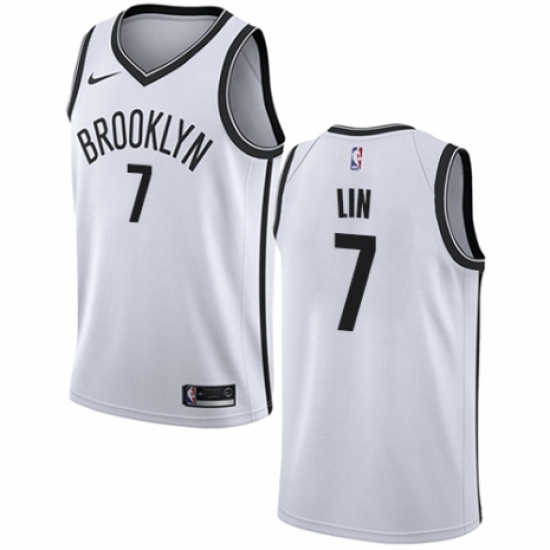 Men's Nike Brooklyn Nets 7 Jeremy Lin Authentic White NBA Jersey - Association Edition