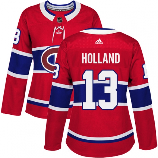 Women's Adidas Montreal Canadiens 13 Peter Holland Premier Red Home NHL Jersey