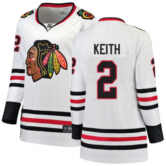 Women's Chicago Blackhawks 2 Duncan Keith Authentic White Away Fanatics Branded Breakaway NHL Jersey
