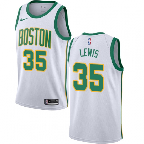 Men's Nike Boston Celtics 35 Reggie Lewis Swingman White NBA Jersey - City Edition