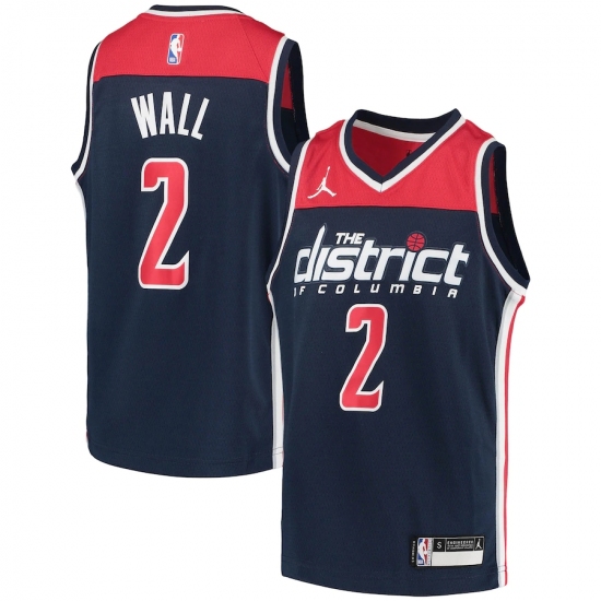 Youth Washington Wizards 2 John Wall Jordan Brand Navy 2020-21 Swingman Player Jersey