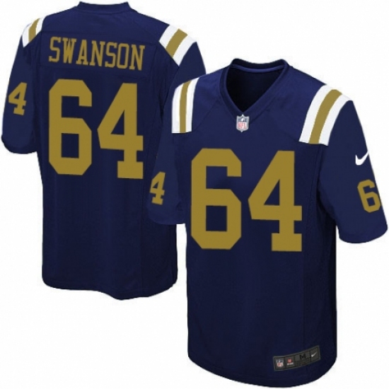 Men's Nike New York Jets 64 Travis Swanson Limited Navy Blue Alternate NFL Jersey