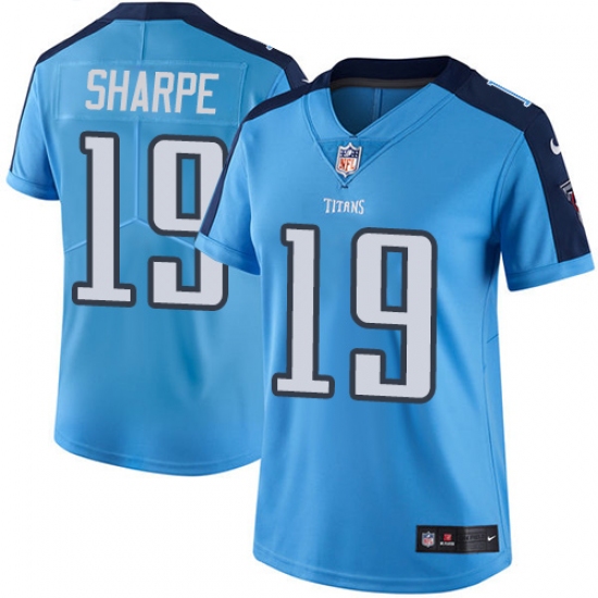 Women's Nike Tennessee Titans 19 Tajae Sharpe Light Blue Team Color Vapor Untouchable Limited Player NFL Jersey