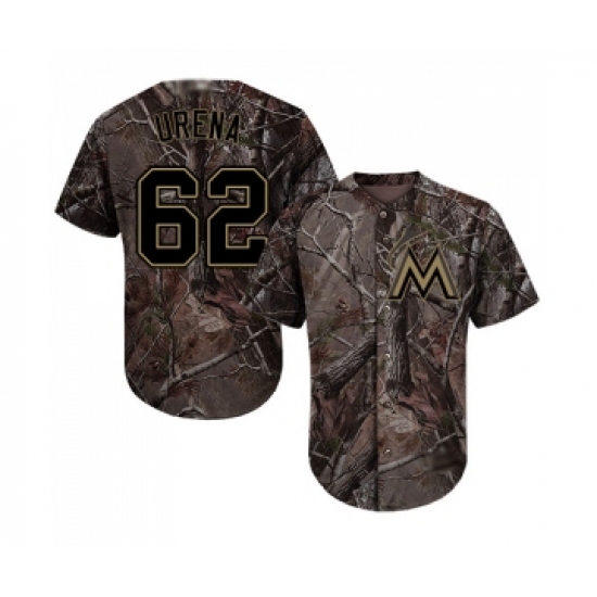 Youth Miami Marlins 62 Jose Urena Authentic Camo Realtree Collection Flex Base Baseball Jersey