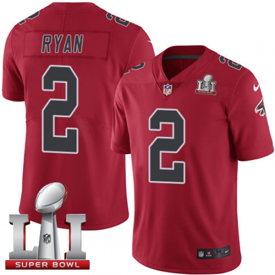 Men's Nike Atlanta Falcons 2 Matt Ryan Limited Red Rush Super Bowl LI 51 NFL Jersey