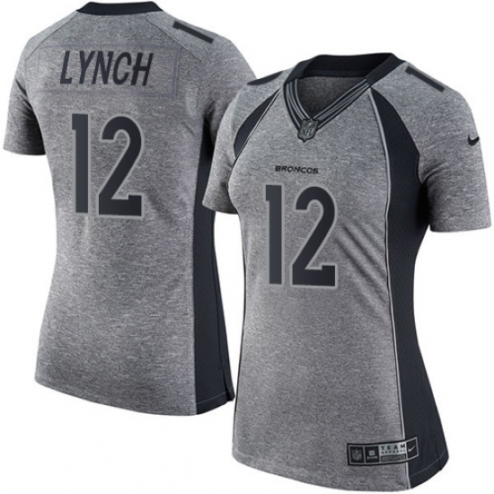 Women's Nike Denver Broncos 12 Paxton Lynch Limited Gray Gridiron NFL Jersey