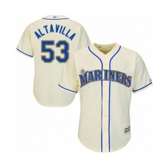 Youth Seattle Mariners 53 Dan Altavilla Authentic Cream Alternate Cool Base Baseball Player Jersey