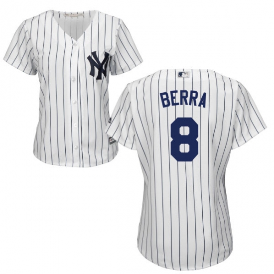 Women's Majestic New York Yankees 8 Yogi Berra Replica White Home MLB Jersey
