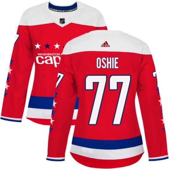 Women's Adidas Washington Capitals 77 T.J. Oshie Authentic Red Alternate NHL Jersey
