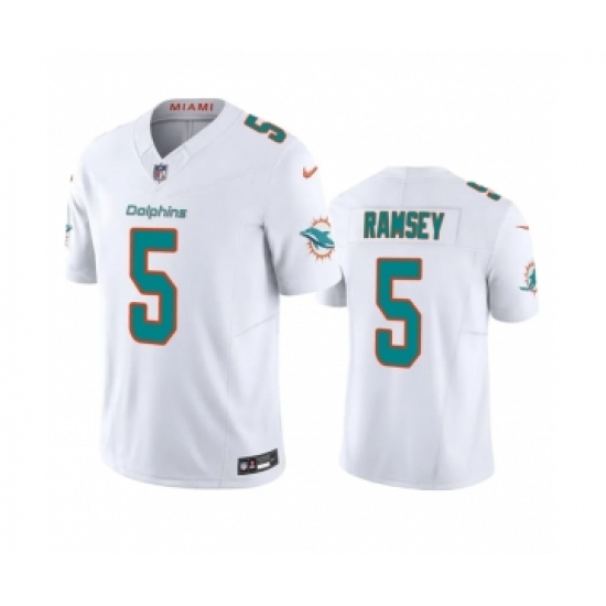 Men's Miami Dolphins 5 Jalen Ramsey White 2023 F.U.S.E Vapor Limited Stitched Football Jersey