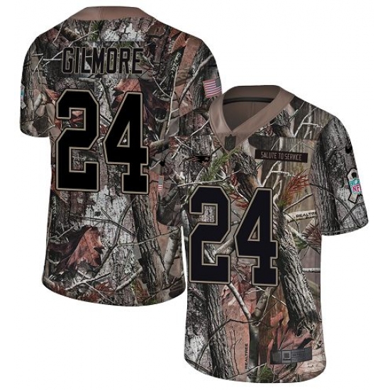 Men's Nike New England Patriots 24 Stephon Gilmore Camo Rush Realtree Limited NFL Jersey
