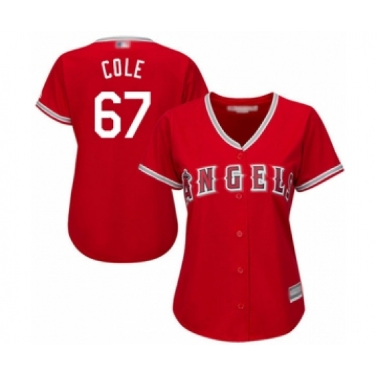 Women's Los Angeles Angels of Anaheim 67 Taylor Cole Authentic Red Alternate Cool Base Baseball Player Jersey