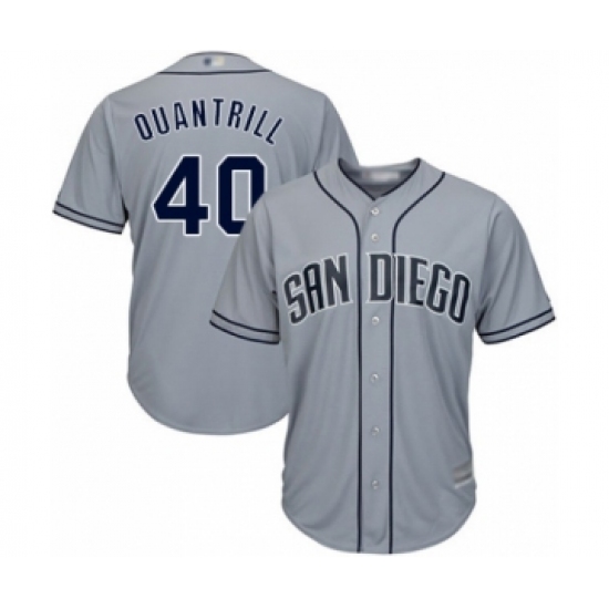 Women's San Diego Padres 40 Cal Quantrill Authentic Grey Road Cool Base Baseball Player Jersey