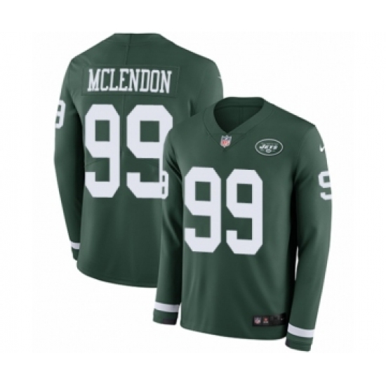 Youth Nike New York Jets 99 Steve McLendon Limited Green Therma Long Sleeve NFL Jersey