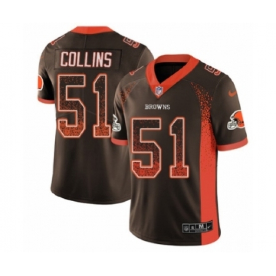 Men's Nike Cleveland Browns 51 Jamie Collins Limited Brown Rush Drift Fashion NFL Jersey