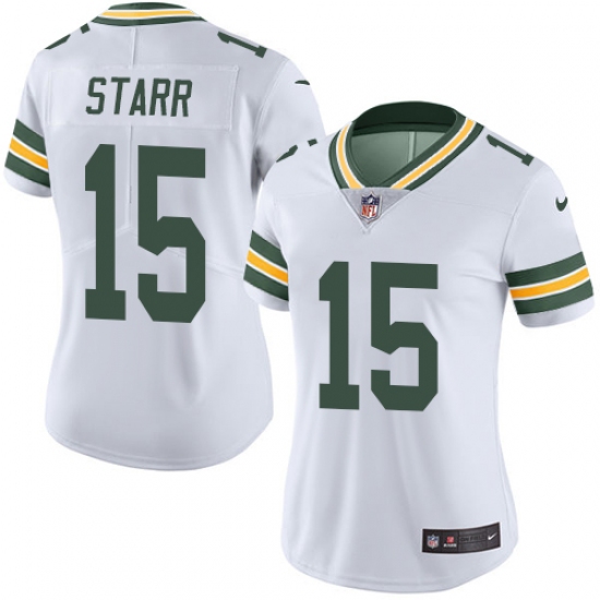 Women's Nike Green Bay Packers 15 Bart Starr White Vapor Untouchable Limited Player NFL Jersey