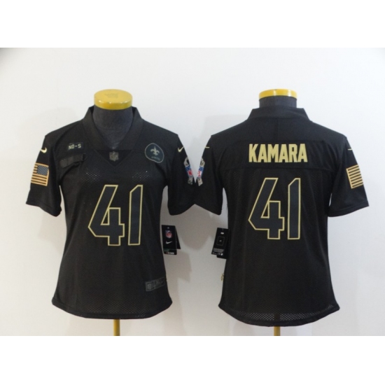 Women's New Orleans Saints 41 Alvin Kamara Black Nike 2020 Salute To Service Limited Jersey