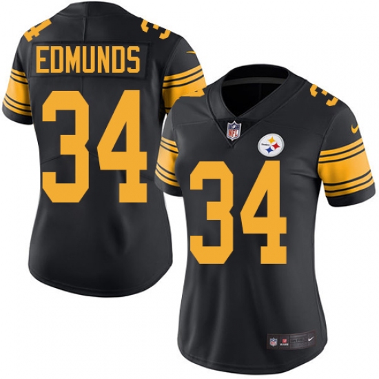 Women's Nike Pittsburgh Steelers 34 Terrell Edmunds Limited Black Rush Vapor Untouchable NFL Jersey