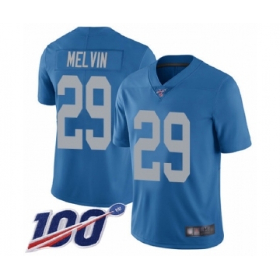 Men's Detroit Lions 29 Rashaan Melvin Blue Alternate Vapor Untouchable Limited Player 100th Season Football Jersey