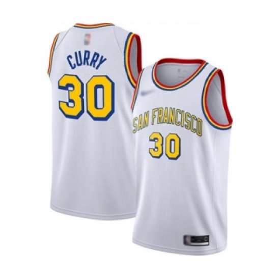 Youth Golden State Warriors 30 Stephen Curry Swingman White Hardwood Classics Basketball Jersey - San Francisco Classic Edition