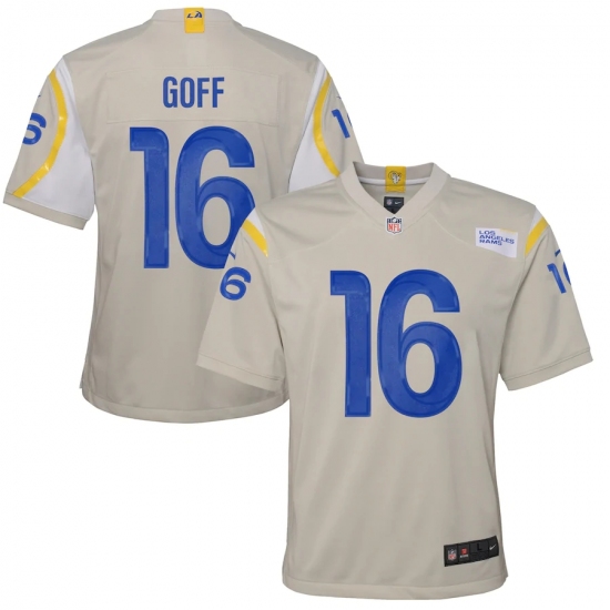 Youth Los Angeles Rams 16 Jared Goff White Nike Bone Game Jersey.webp