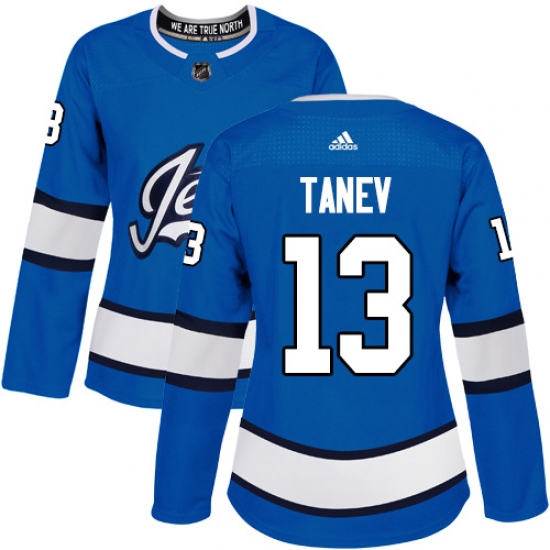Women's Adidas Winnipeg Jets 13 Brandon Tanev Authentic Blue Alternate NHL Jersey