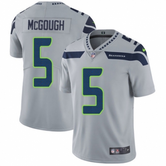 Men's Nike Seattle Seahawks 5 Alex McGough Grey Alternate Vapor Untouchable Limited Player NFL Jersey