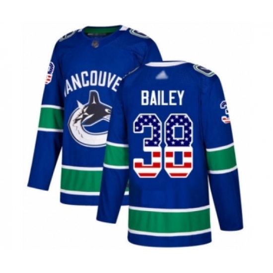 Men's Vancouver Canucks 38 Justin Bailey Authentic Blue USA Flag Fashion Hockey Jersey