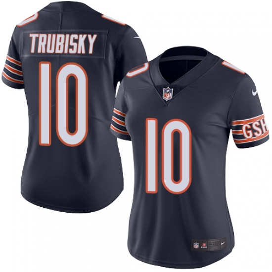 Women's Nike Chicago Bears 10 Mitchell Trubisky Navy Blue Team Color Vapor Untouchable Limited Player NFL Jersey