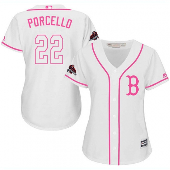Women's Majestic Boston Red Sox 22 Rick Porcello Authentic White Fashion 2018 World Series Champions MLB Jersey