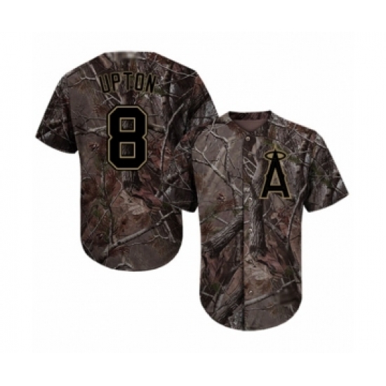 Youth Los Angeles Angels of Anaheim 8 Justin Upton Authentic Camo Realtree Collection Flex Base Baseball Jersey