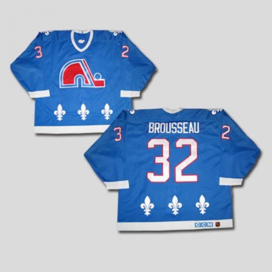 Nordiques 32 Paul Brousseau Stitched CCM Throwback blue NHL Jersey