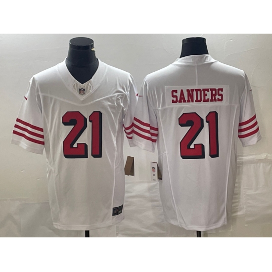 Men's Nike San Francisco 49ers 21 Deion Sanders White 2023 F.U.S.E. Vapor Untouchable Stitched Football Jersey