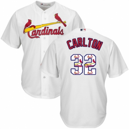 Men's Majestic St. Louis Cardinals 32 Steve Carlton Authentic White Team Logo Fashion Cool Base MLB Jersey