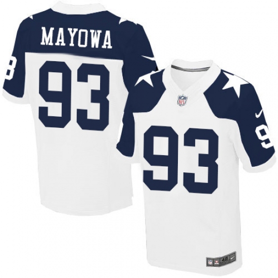 Men's Nike Dallas Cowboys 93 Benson Mayowa Elite White Throwback Alternate NFL Jersey