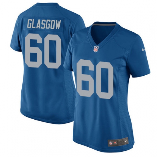 Women's Nike Detroit Lions 60 Graham Glasgow Game Blue Alternate NFL Jersey