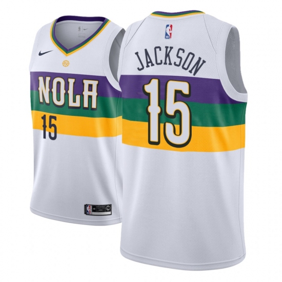 Men NBA 2018-19 New Orleans Pelicans 15 Frank Jackson City Edition White Jersey