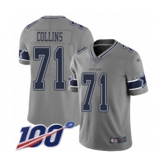 Youth Dallas Cowboys 71 La'el Collins Limited Gray Inverted Legend 100th Season Football Jersey