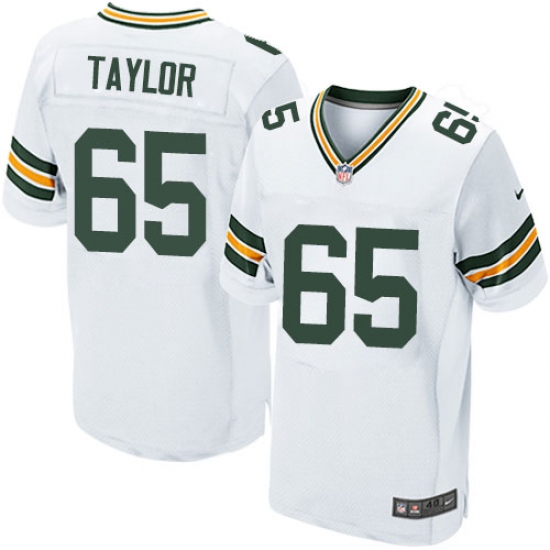 Men's Nike Green Bay Packers 65 Lane Taylor Elite White NFL Jersey