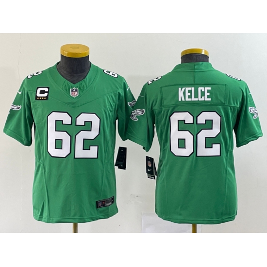 Youth Nike Philadelphia Eagles 62 Jason Kelce Green 2023 F.U.S.E. Vapor Untouchable C Stitched Football Jersey