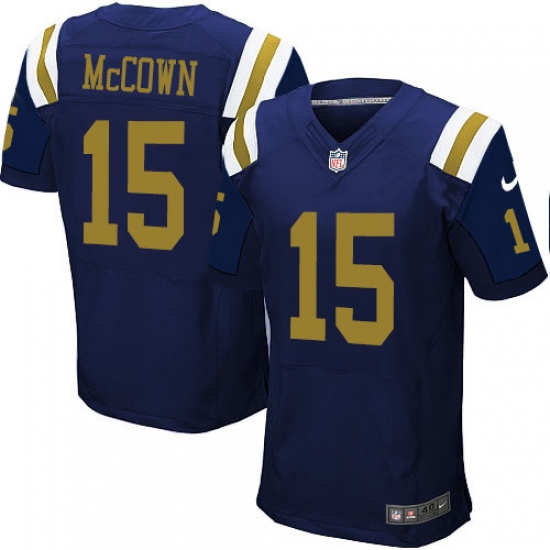 Men's Nike New York Jets 15 Josh McCown Elite Navy Blue Alternate NFL Jersey