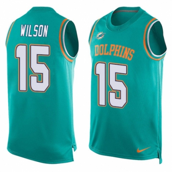 Men's Nike Miami Dolphins 15 Albert Wilson Limited Aqua Green Player Name & Number Tank Top NFL Jersey